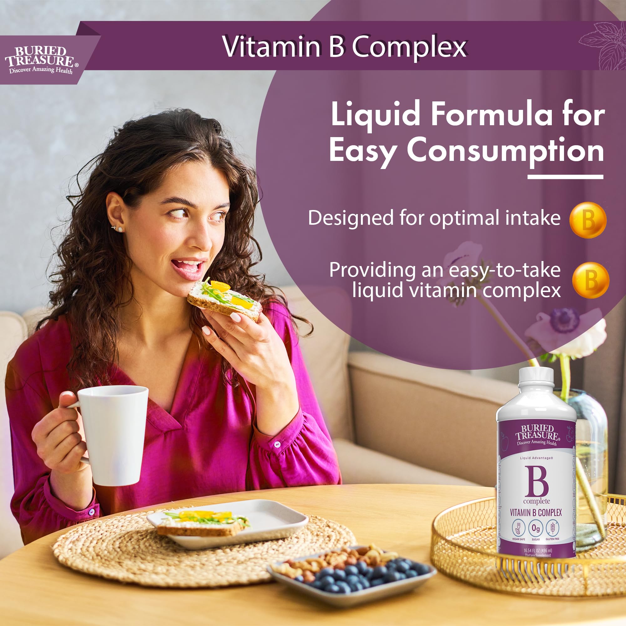 Buried Treasure Liquid Vitamin B Complex 454g label close-up