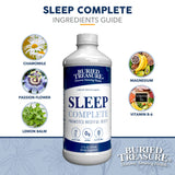 Buried Treasure Sleep Complete 16 oz with natural herbal ingredients on display