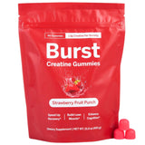 Burst Creatine Strawberry Gummies back view with ingredients list