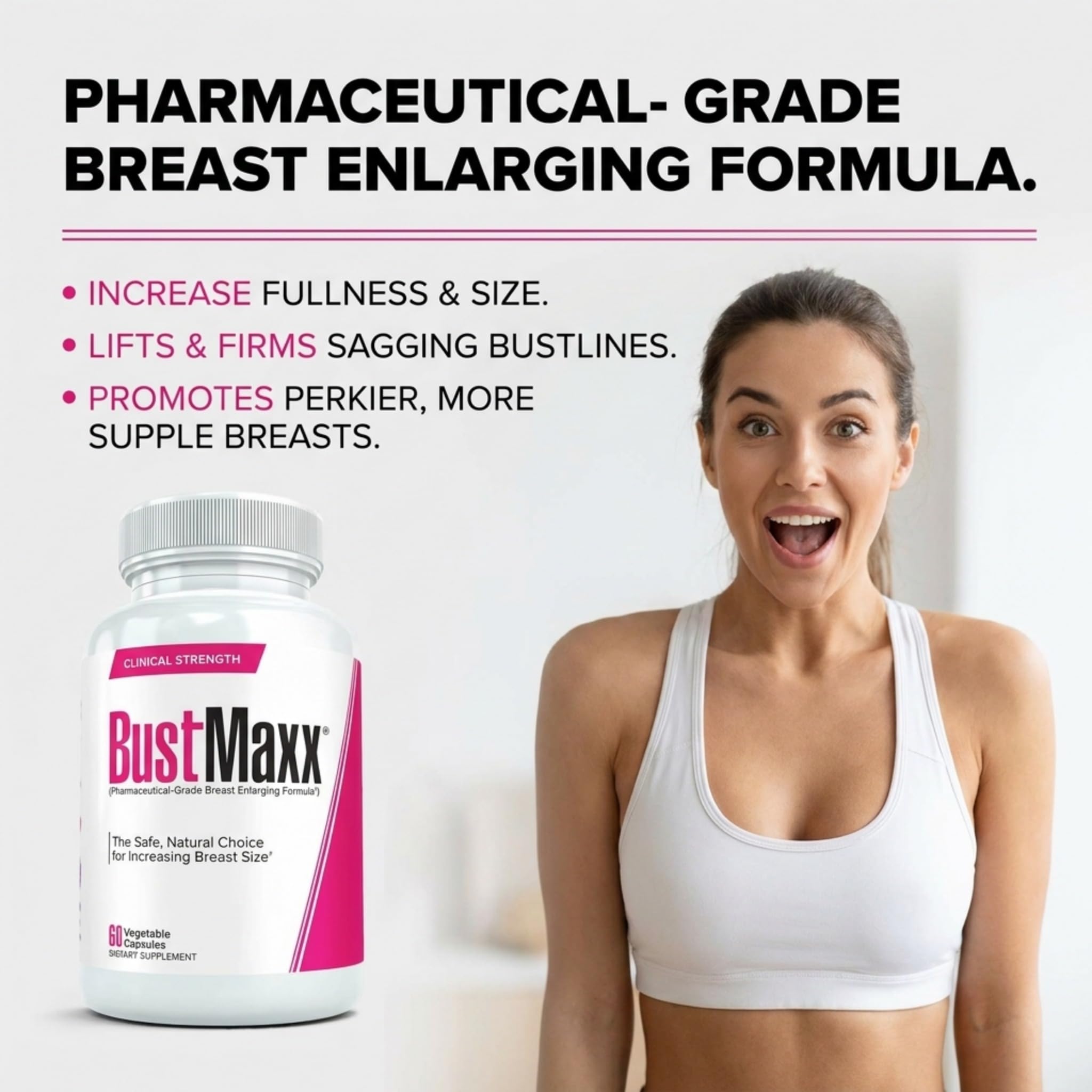 BustMaxx bottle with a natural background