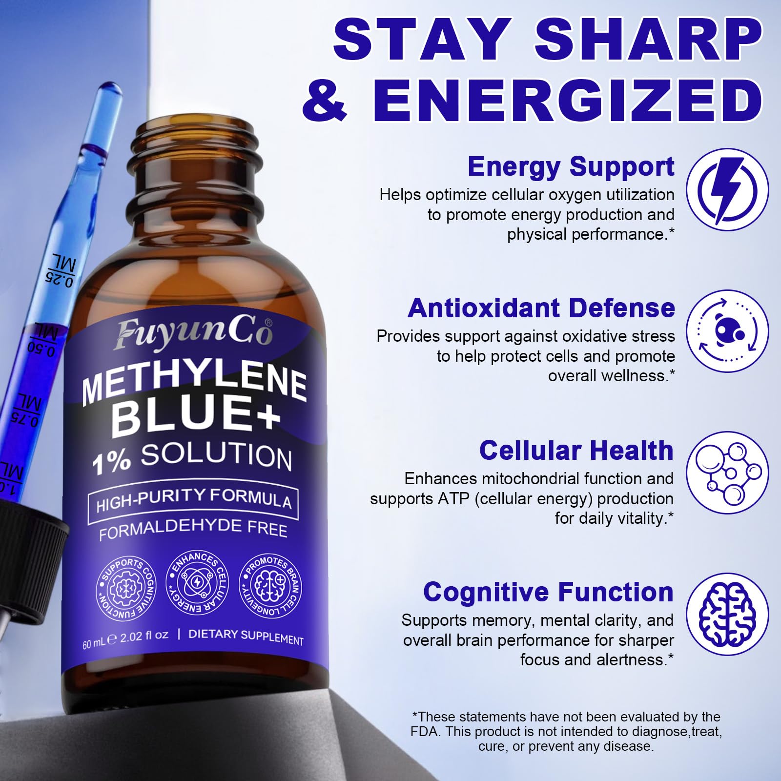 Buyourtaste Methylene Blue Liquid Drops 150g side view