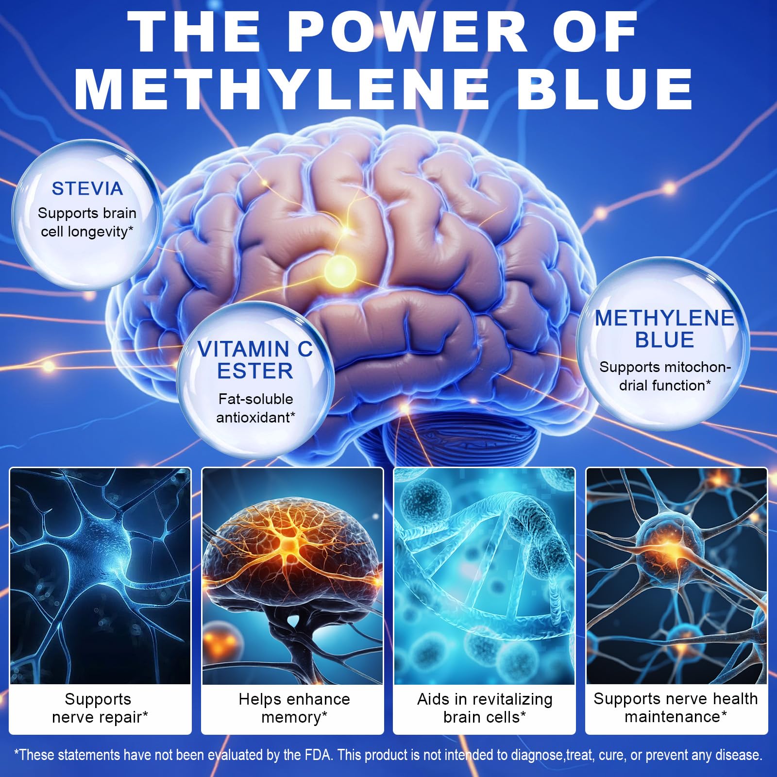 Buyourtaste Methylene Blue Liquid Drops 150g with Vitamin C label