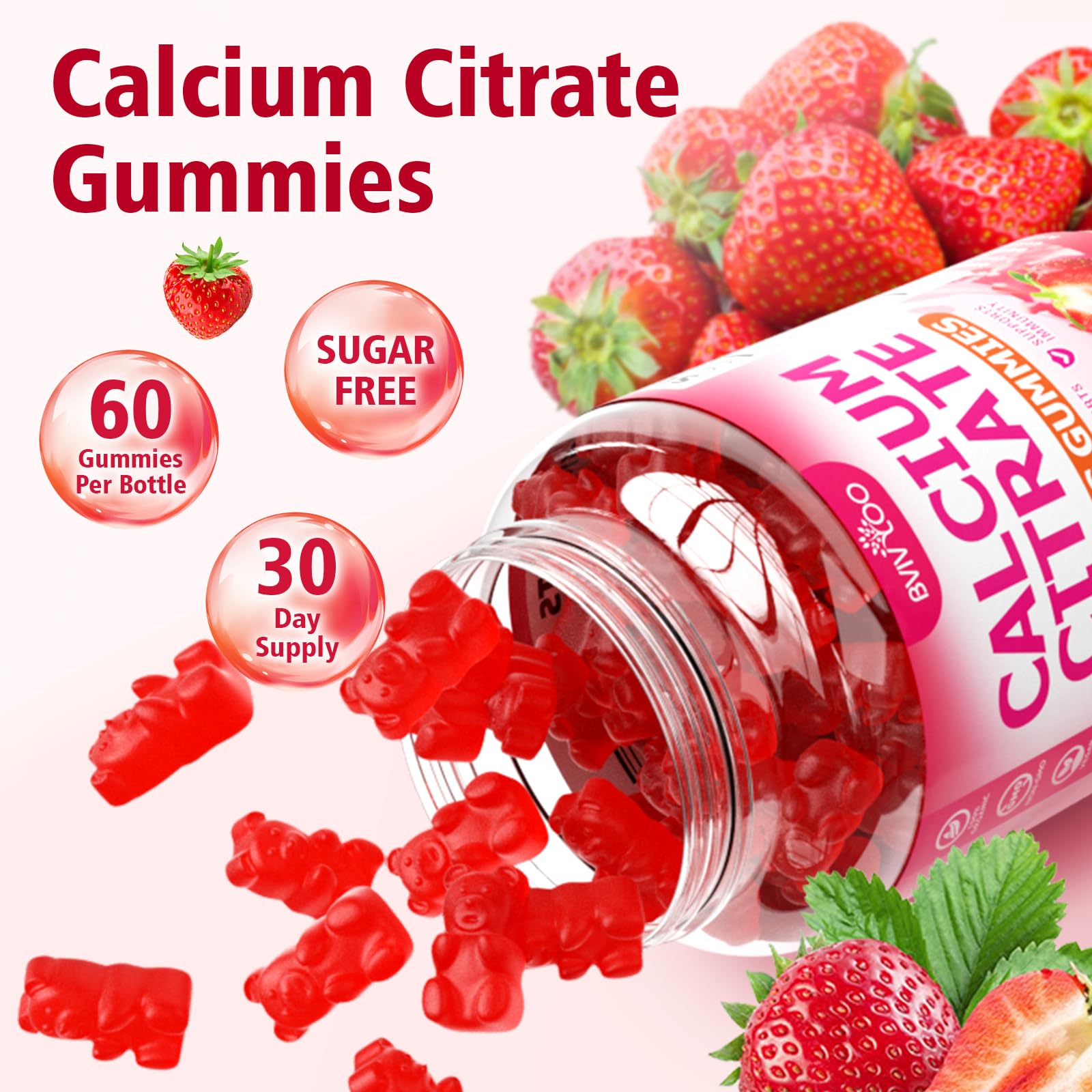 BVIVLOO Calcium Citrate Gummies 1200mg gummies held in hand