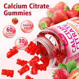 BVIVLOO Calcium Citrate Gummies displayed with fresh strawberries
