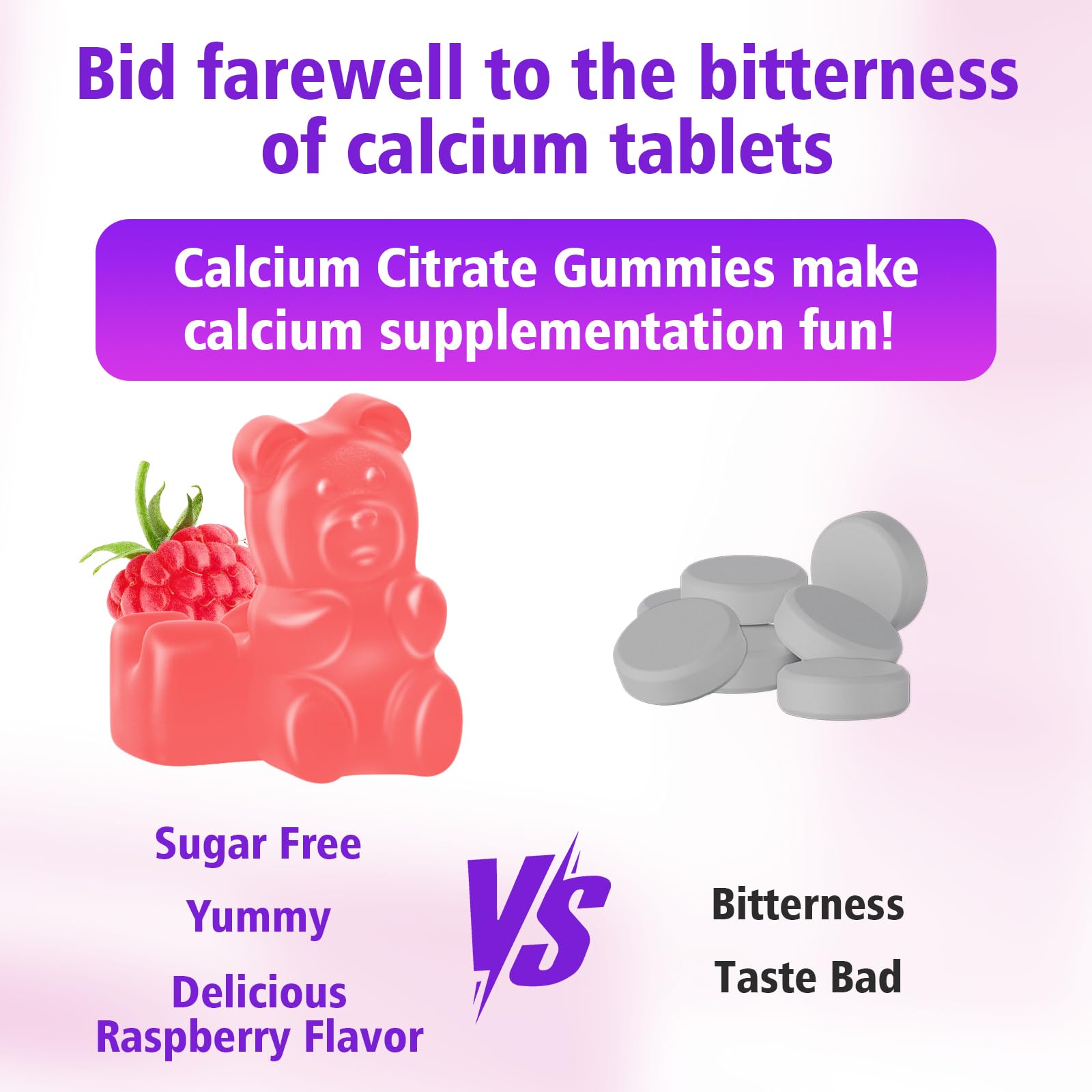 BVIVLOO Calcium Citrate Gummies ingredients list on packaging