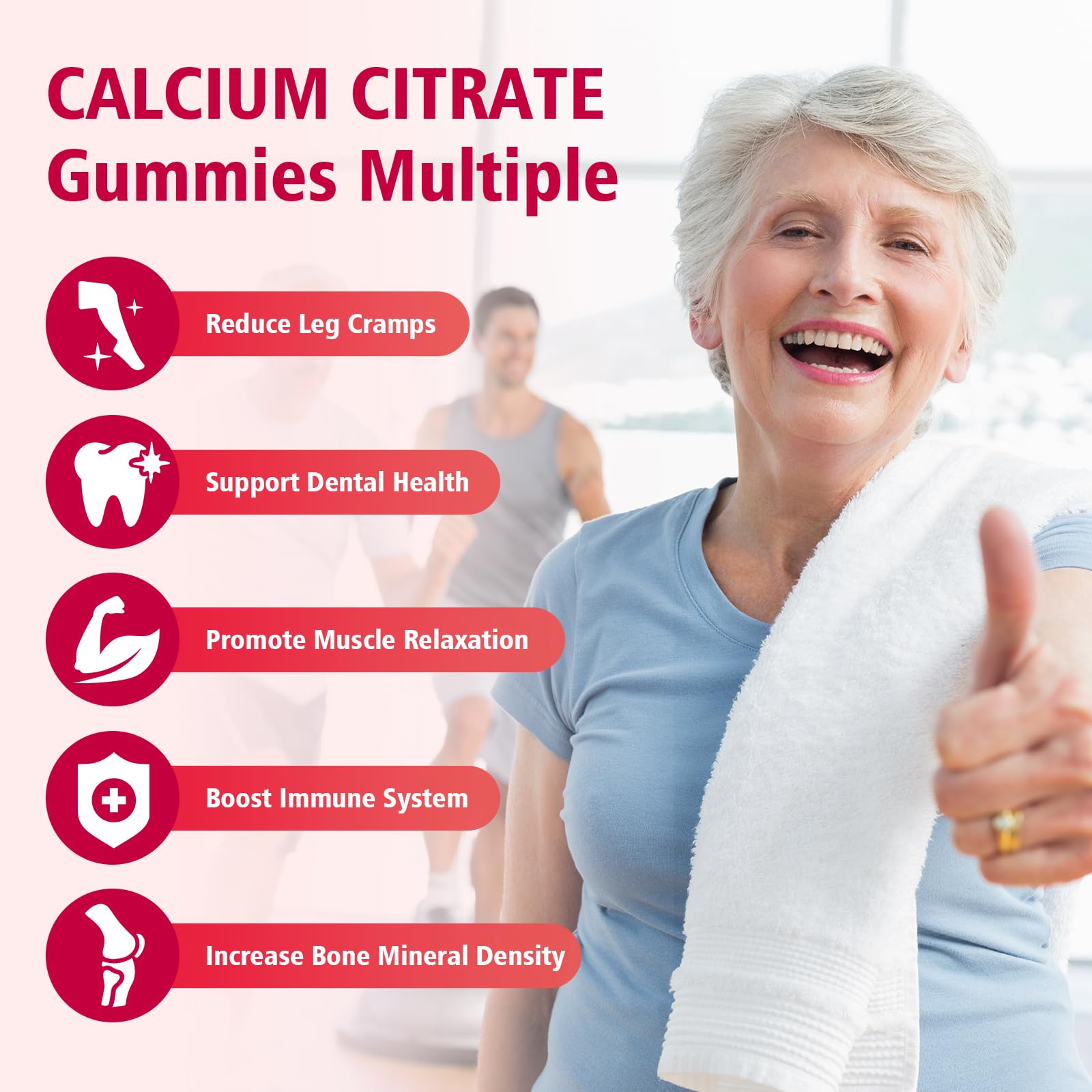 BVIVLOO Calcium Citrate Gummies side view with nutritional information