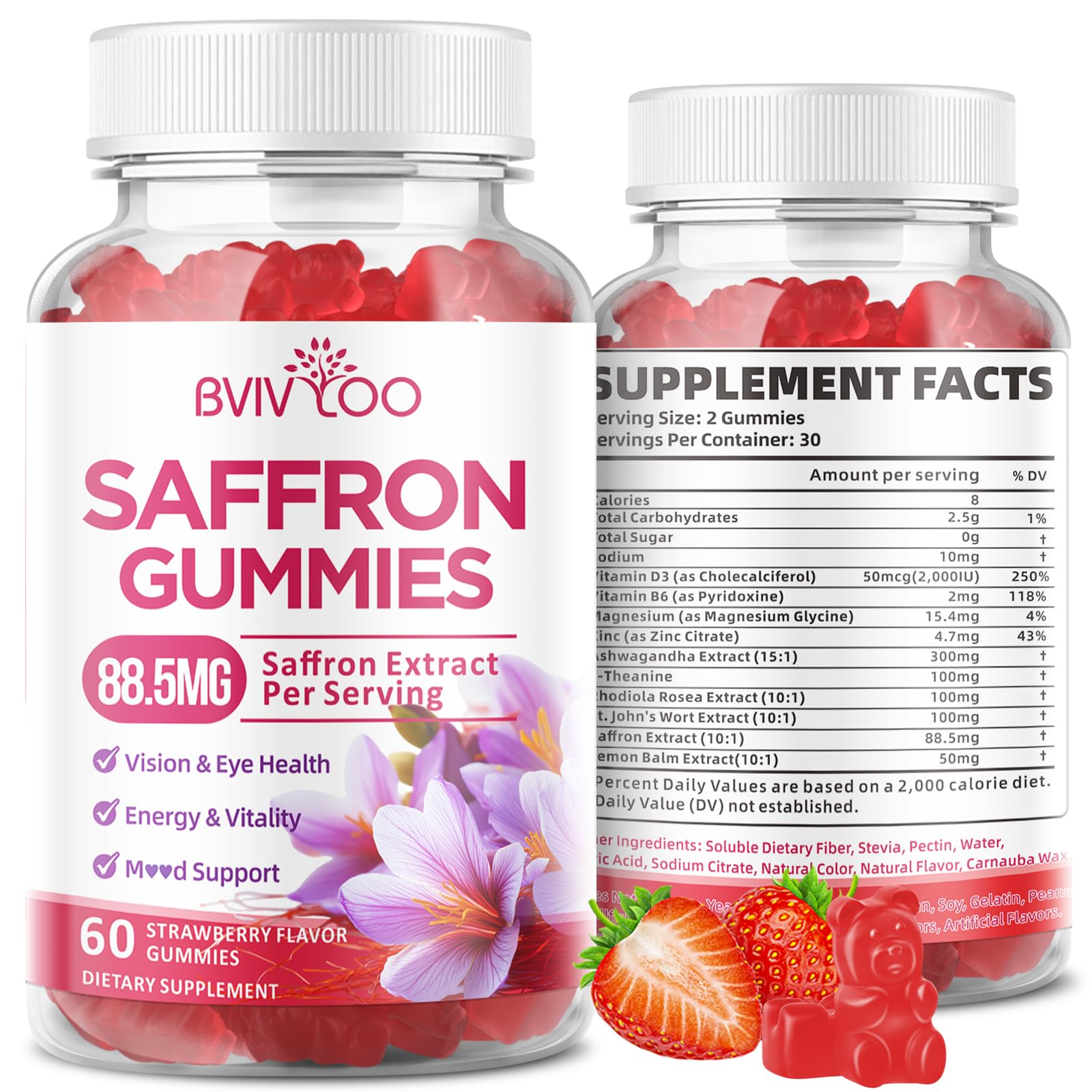 BVIVLOO Gummies with Saffron Extract front view