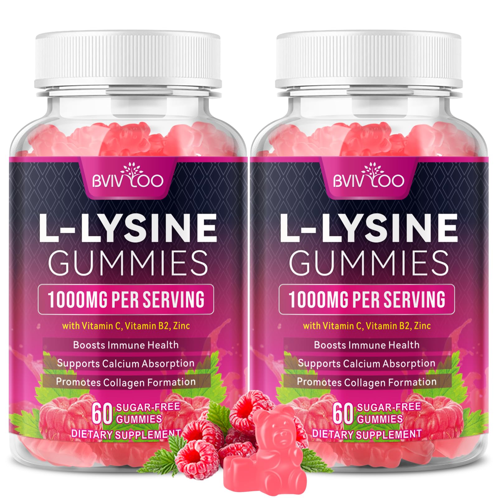 BVIVLOO L-Lysine Gummies 1000mg front view packaging