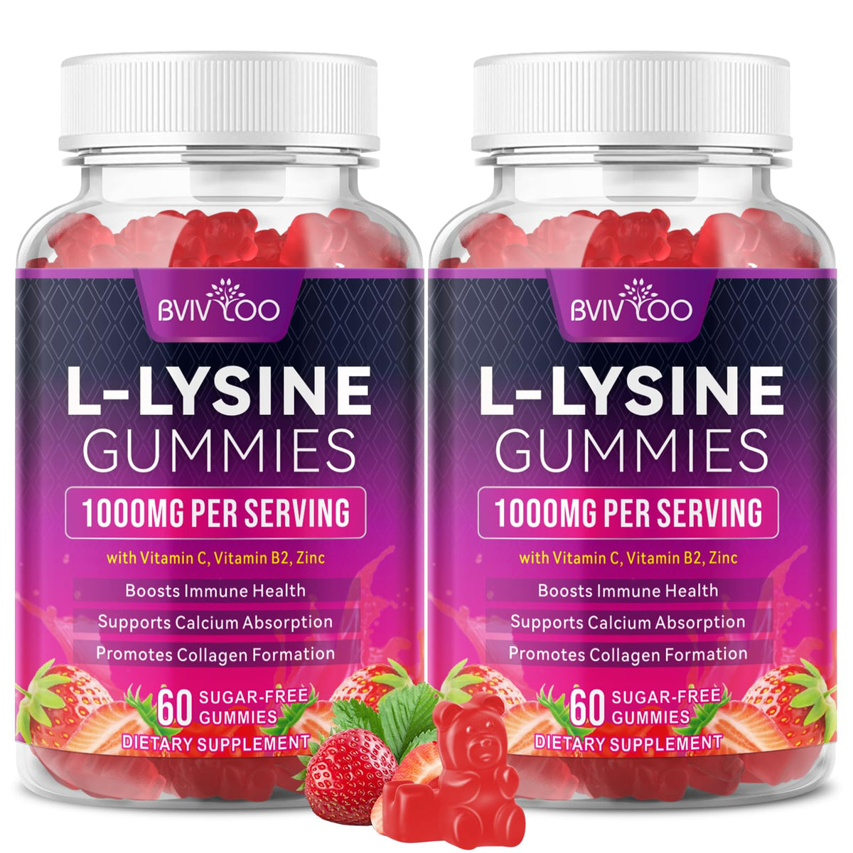BVIVLOO L-Lysine Gummies 1000mg front view packaging