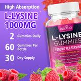 BVIVLOO L-Lysine Gummies displayed with fresh raspberries