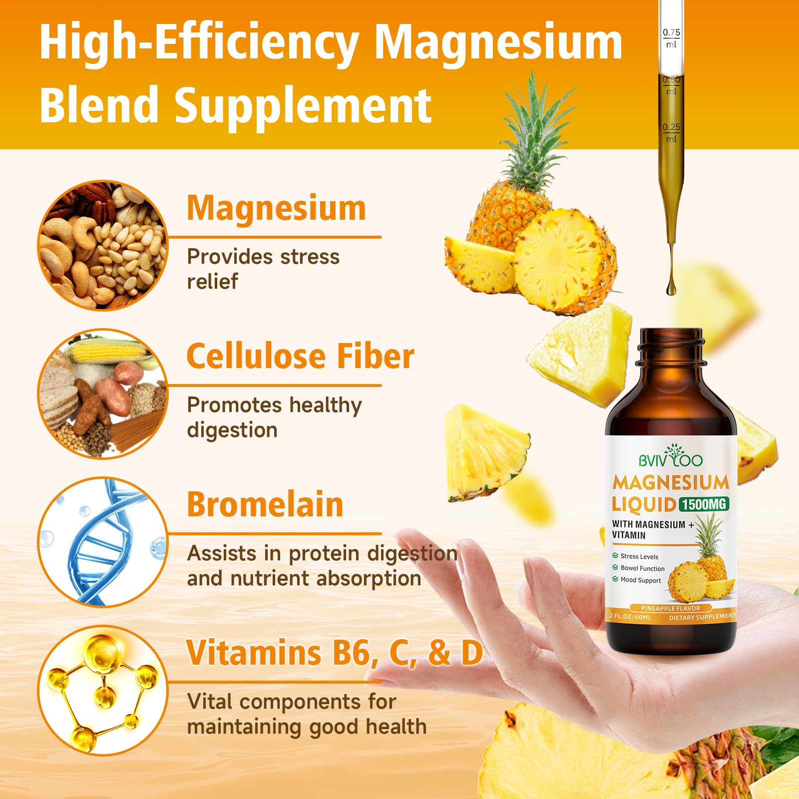 BVIVLOO Magnesium Drops 272g with calibrated dropper