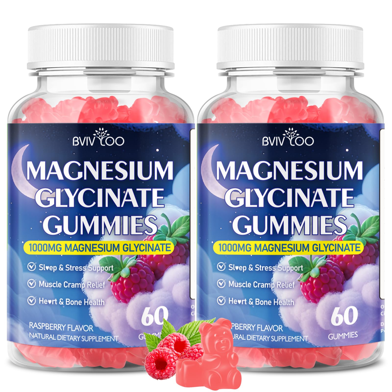 BVIVLOO Magnesium Glycinate Gummies 1000mg bottle front view