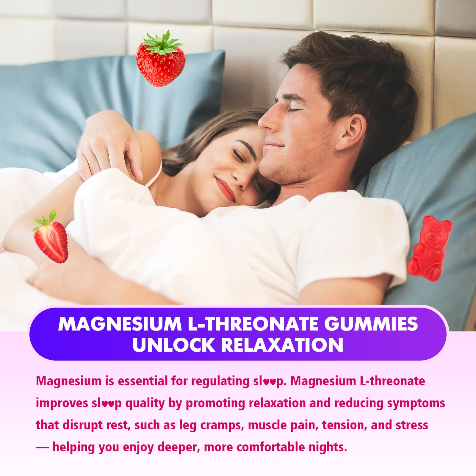 BVIVLOO Magnesium L-Threonate Gummies with a hand holding one gummy