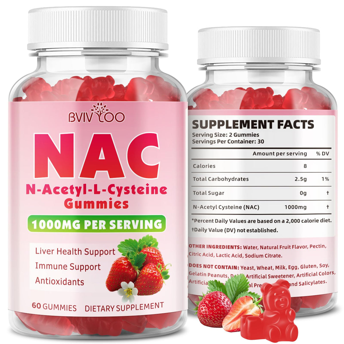 BVIVLOO NAC Gummies 1000mg front view packaging