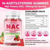 BVIVLOO NAC Gummies strawberry flavour gummies in a bowl
