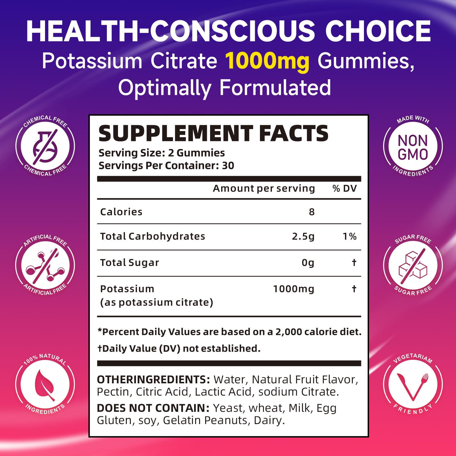 BVIVLOO Potassium Citrate Gummies packaging side view