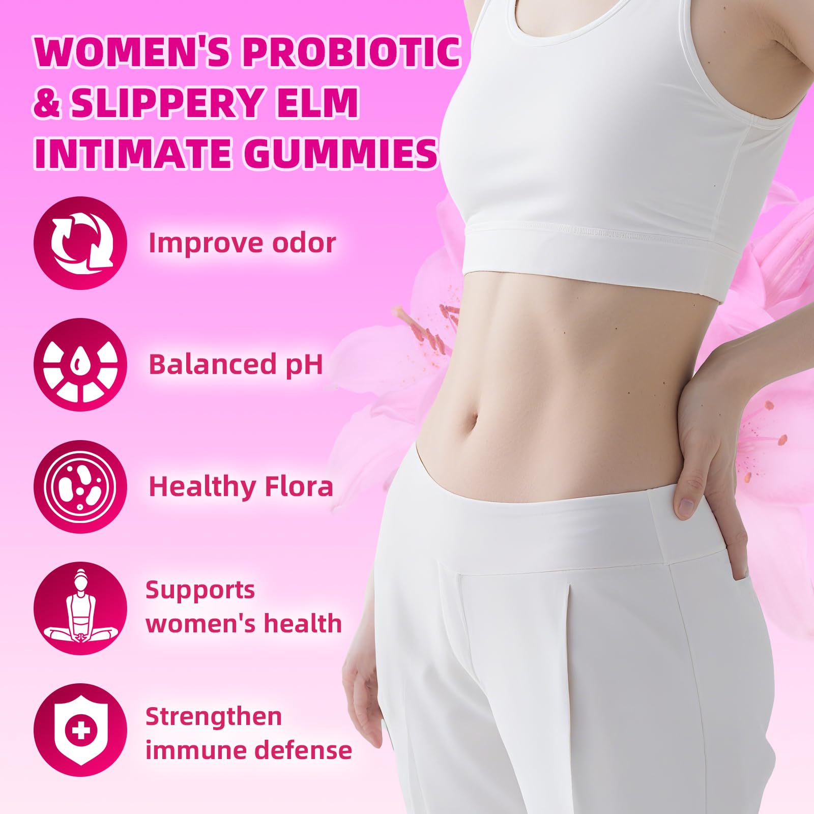 BVIVLOO Women Probiotics Slippery Elm Gummies close-up of gummies