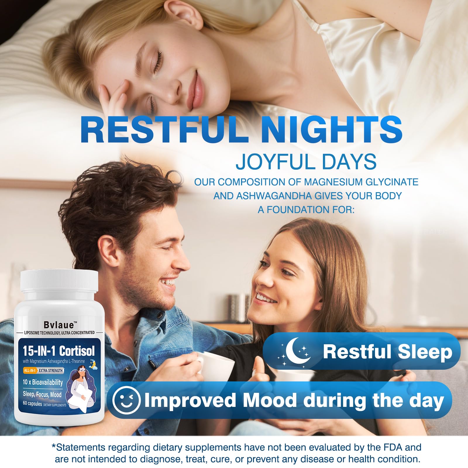 Bvlaue Cortisol Manager 15-in-1 Supplement back view