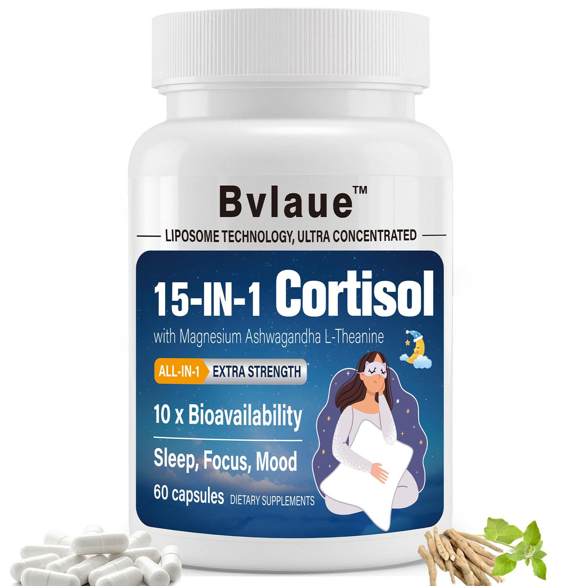Bvlaue Cortisol Manager 15-in-1 Supplement front view