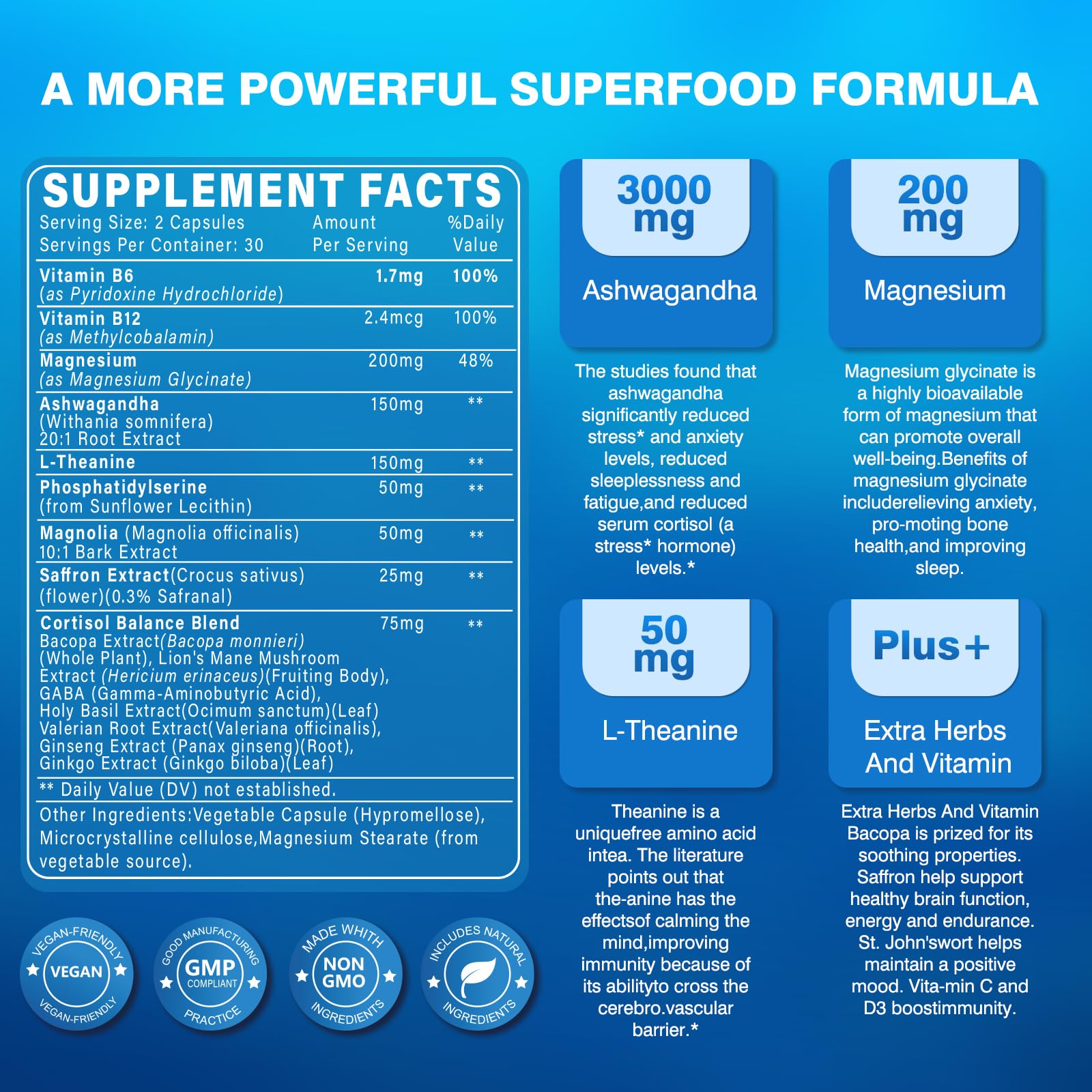 Bvlaue Cortisol Manager 15-in-1 Supplement side view