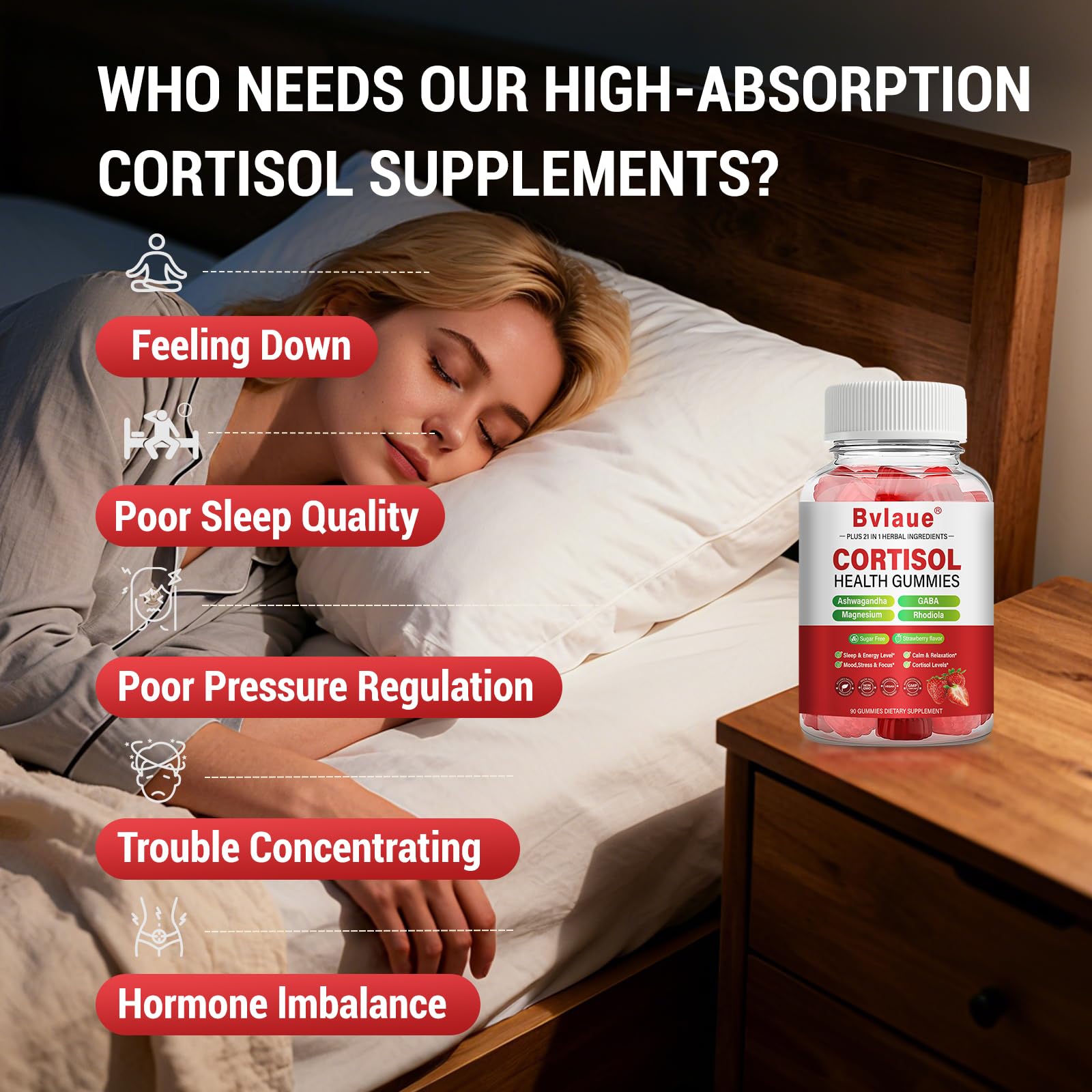Bvlaue Cortisol Supplements gummies in a lifestyle setting