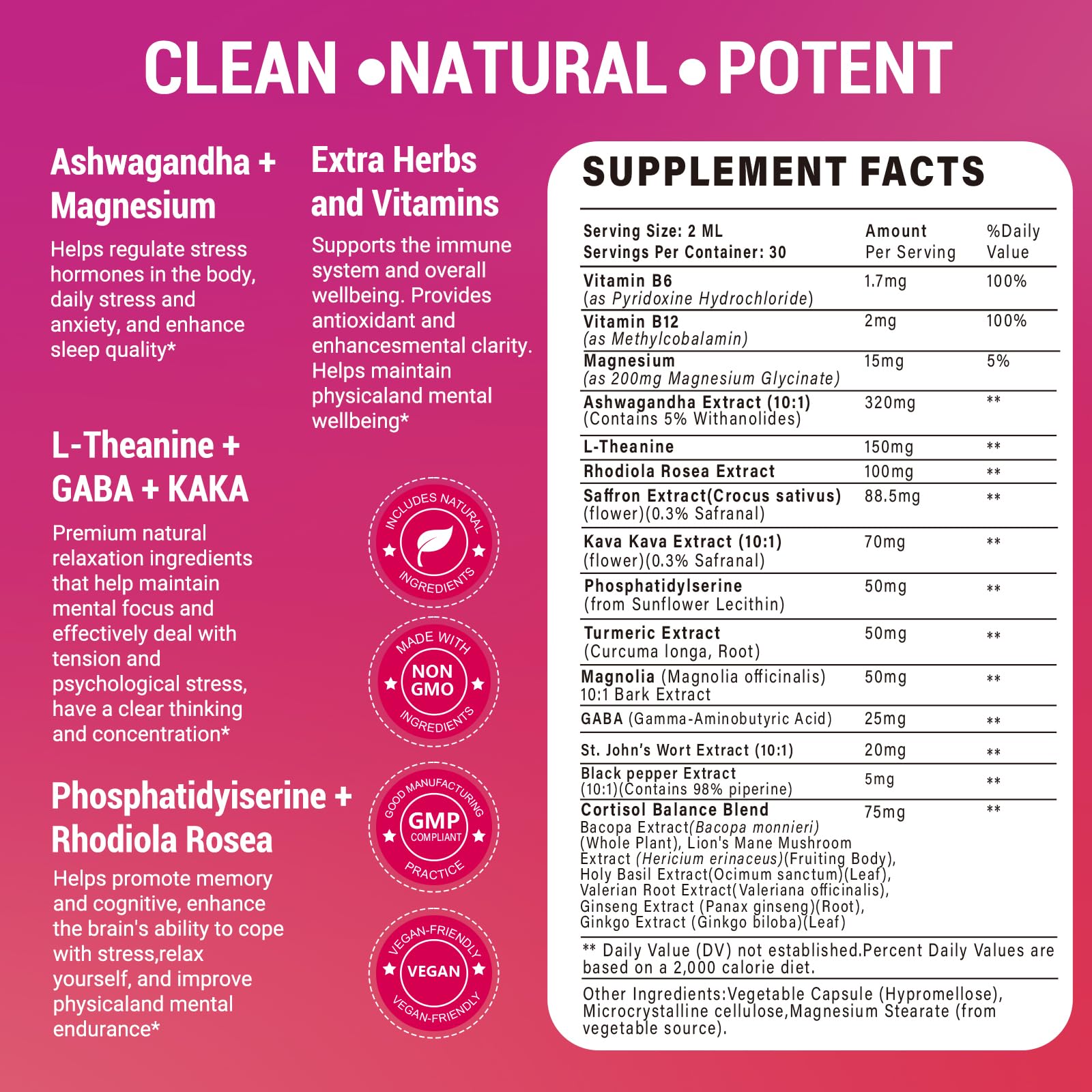 Bvlaue Cortisol Supplements liquid drop back view