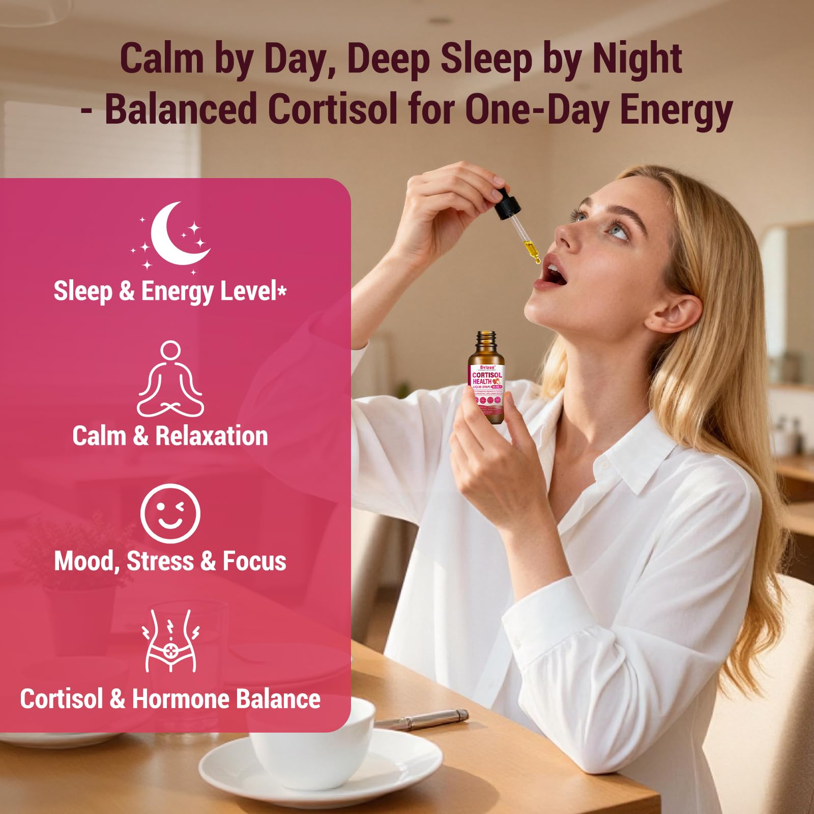 Bvlaue Cortisol Supplements liquid drop with measuring dropper