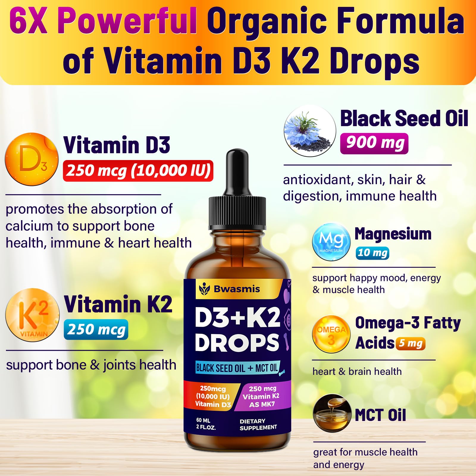 Bwasmis Vitamin D3 K2 Drops side view