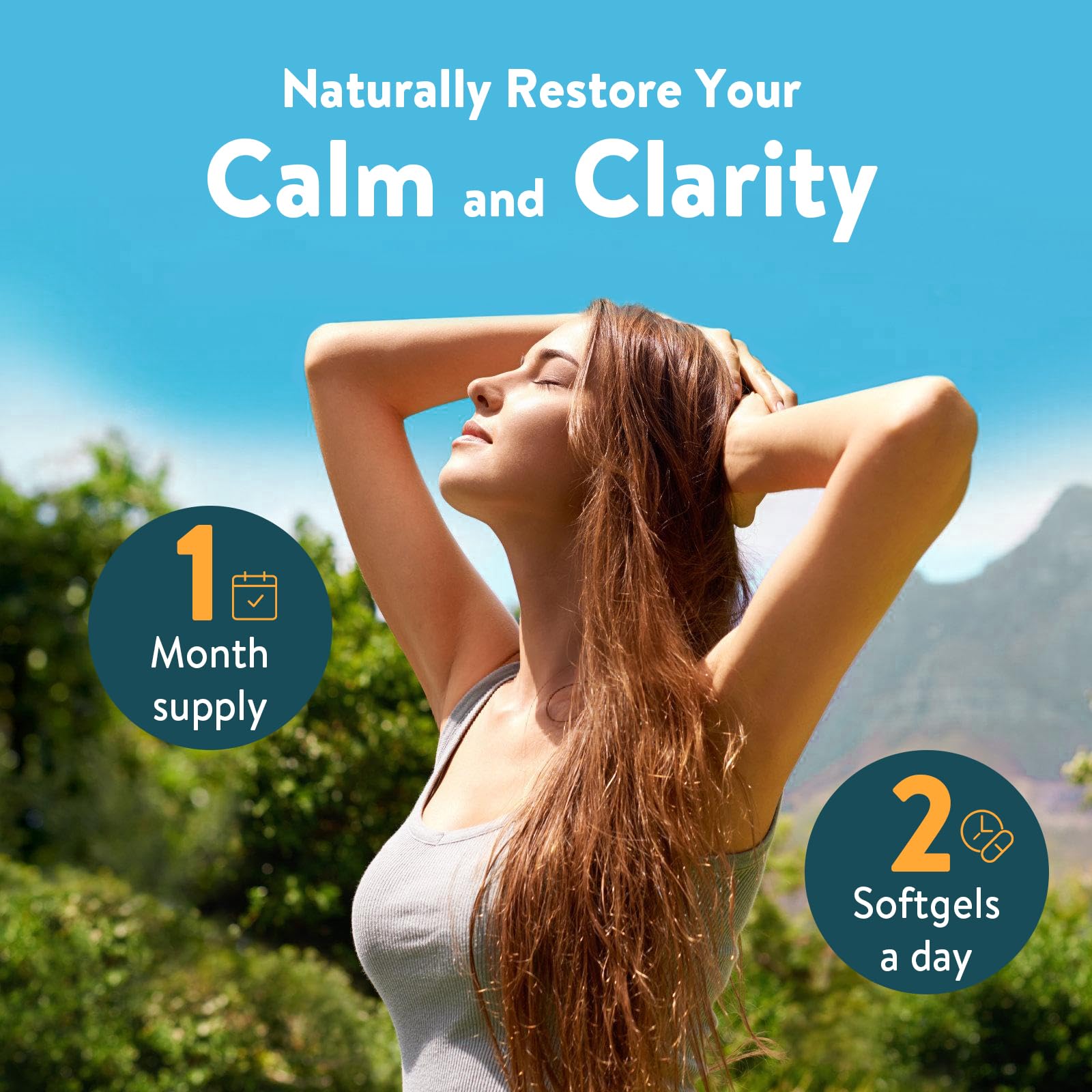 C Calthorvitana Daily Supplement Softgels with a glass of water