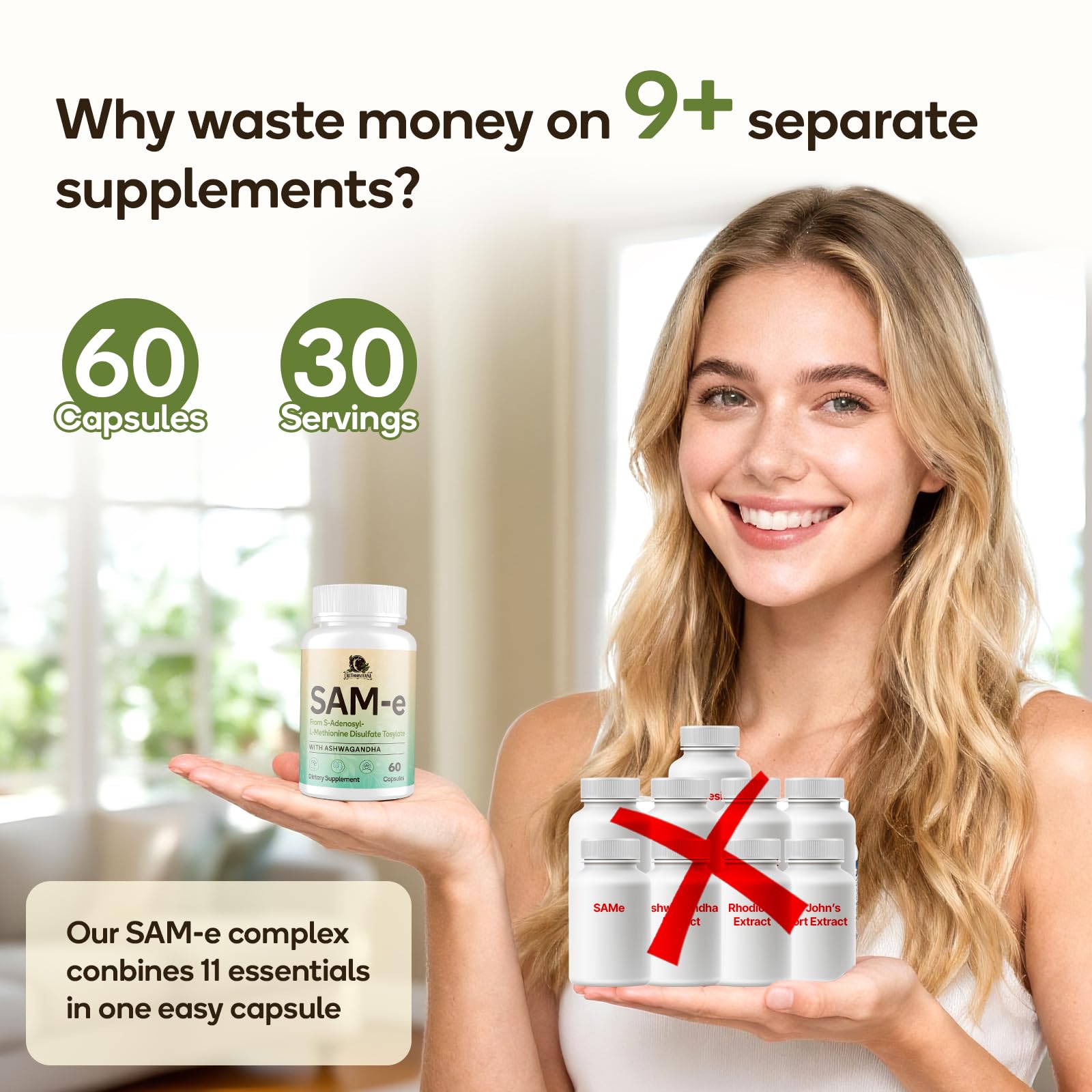 C Calthorvitana SAM-e Blended Vitamin & Mineral Supplement bottle with capsules