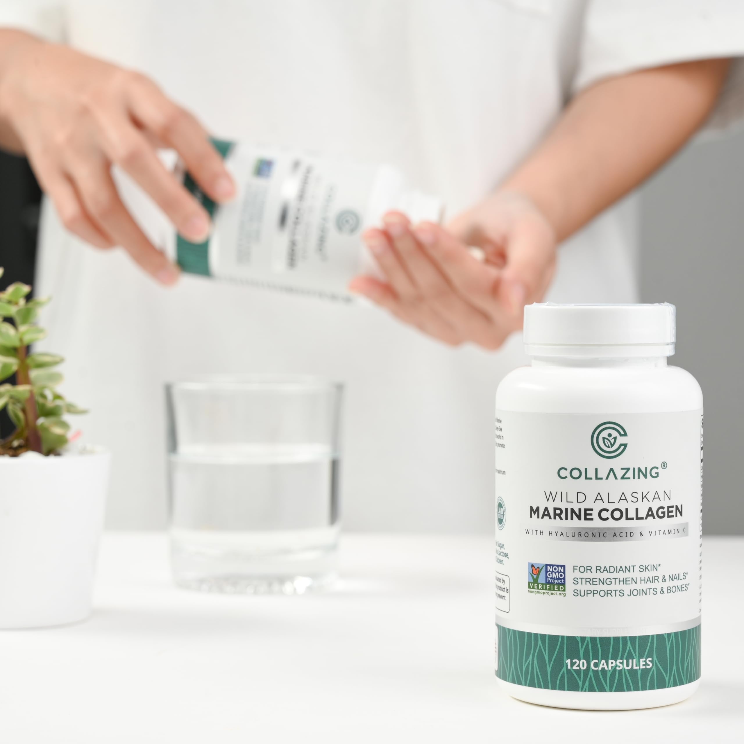 C COLLAZING Marine Collagen Capsules with measuring spoon