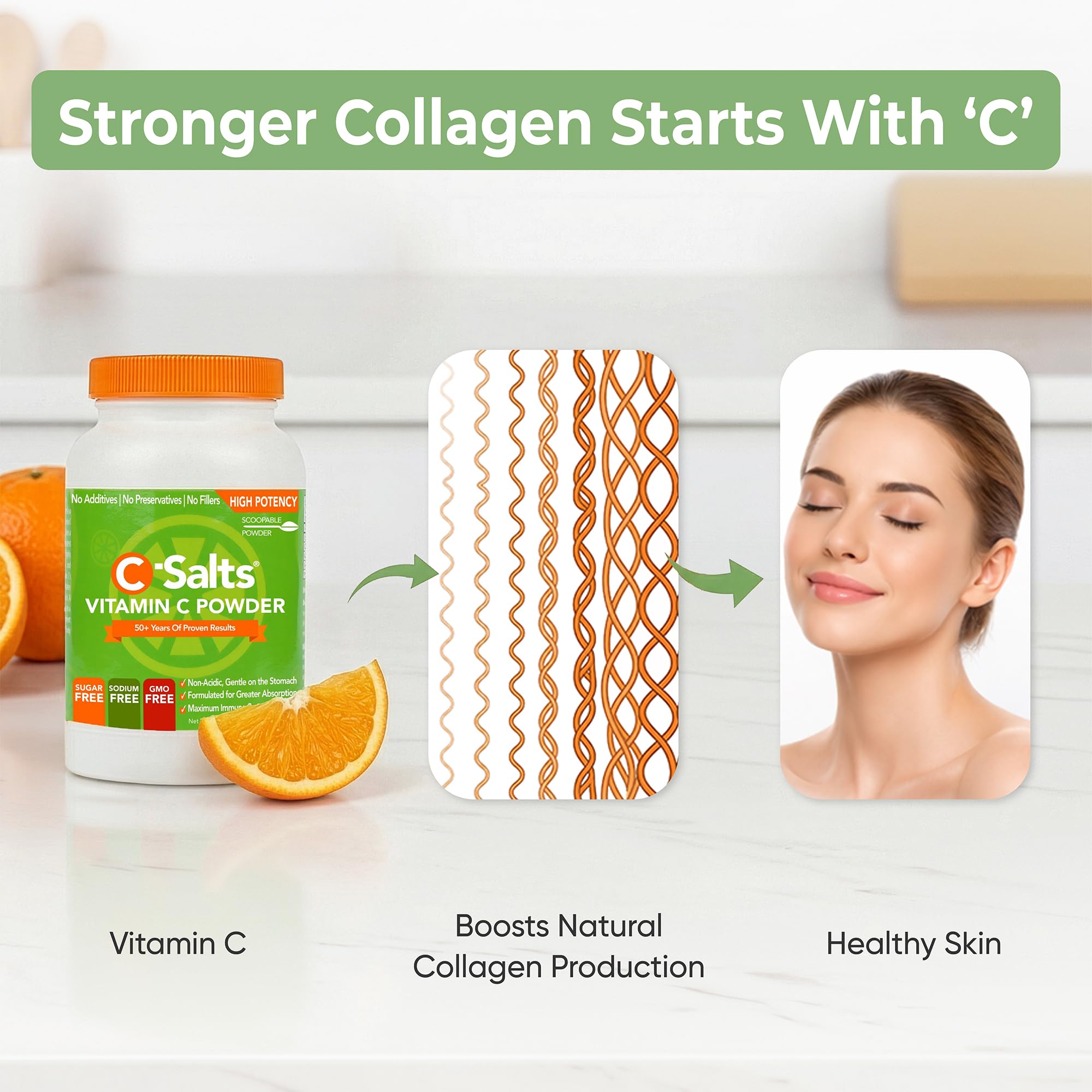 C-Salts Vitamin C Powder 4000mg mixed in a glass of water