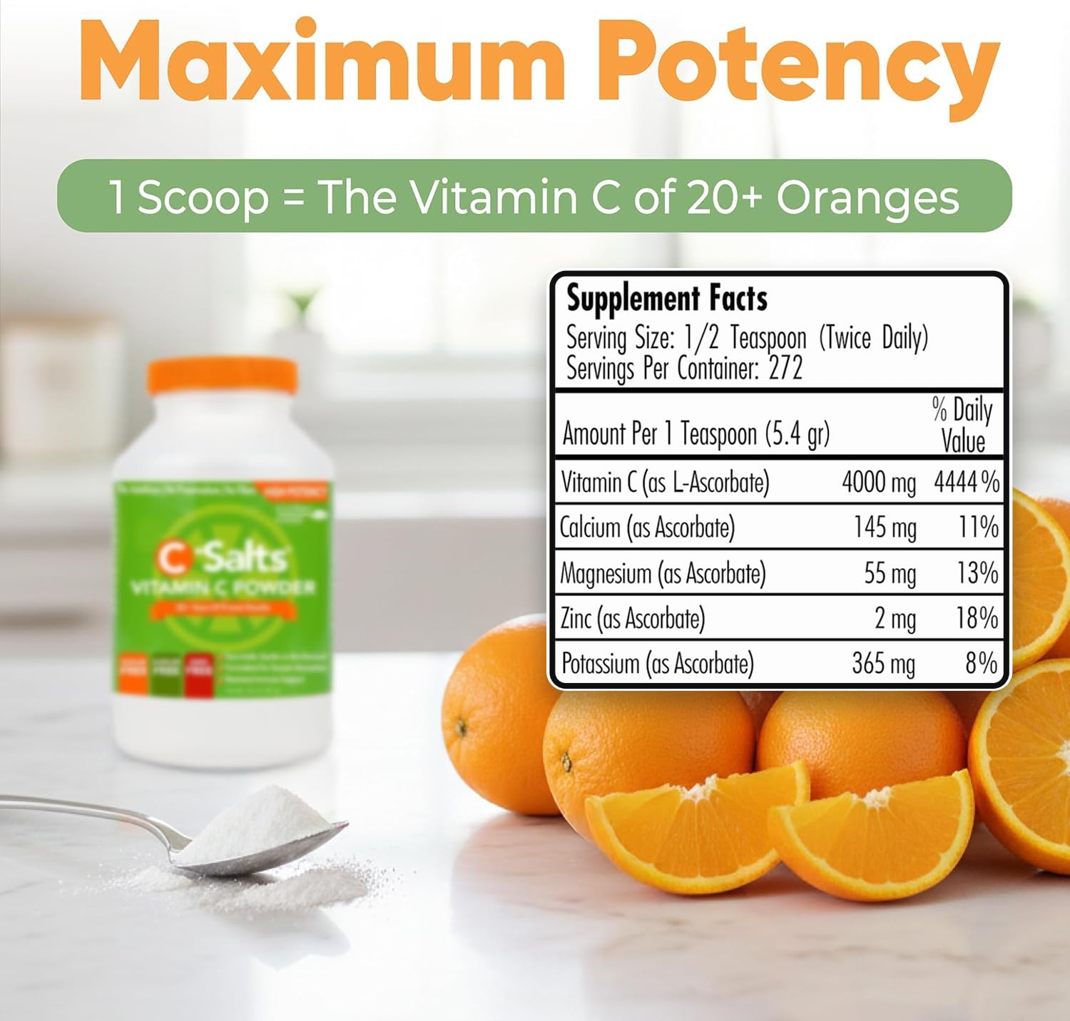C-Salts Vitamin C Powder 735g side view