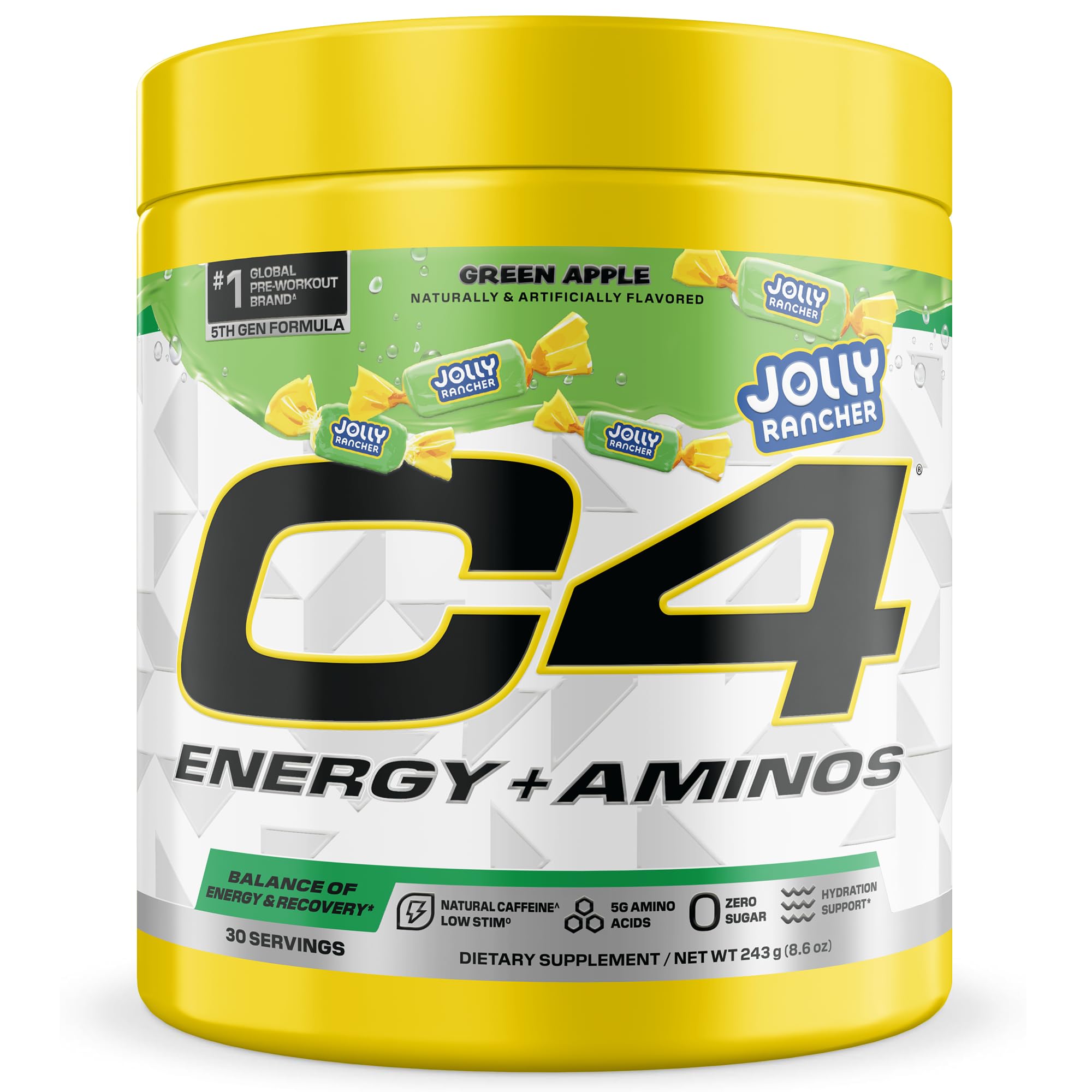 C4 Energy + Aminos 255g Cherry and Green Apple flavour front view