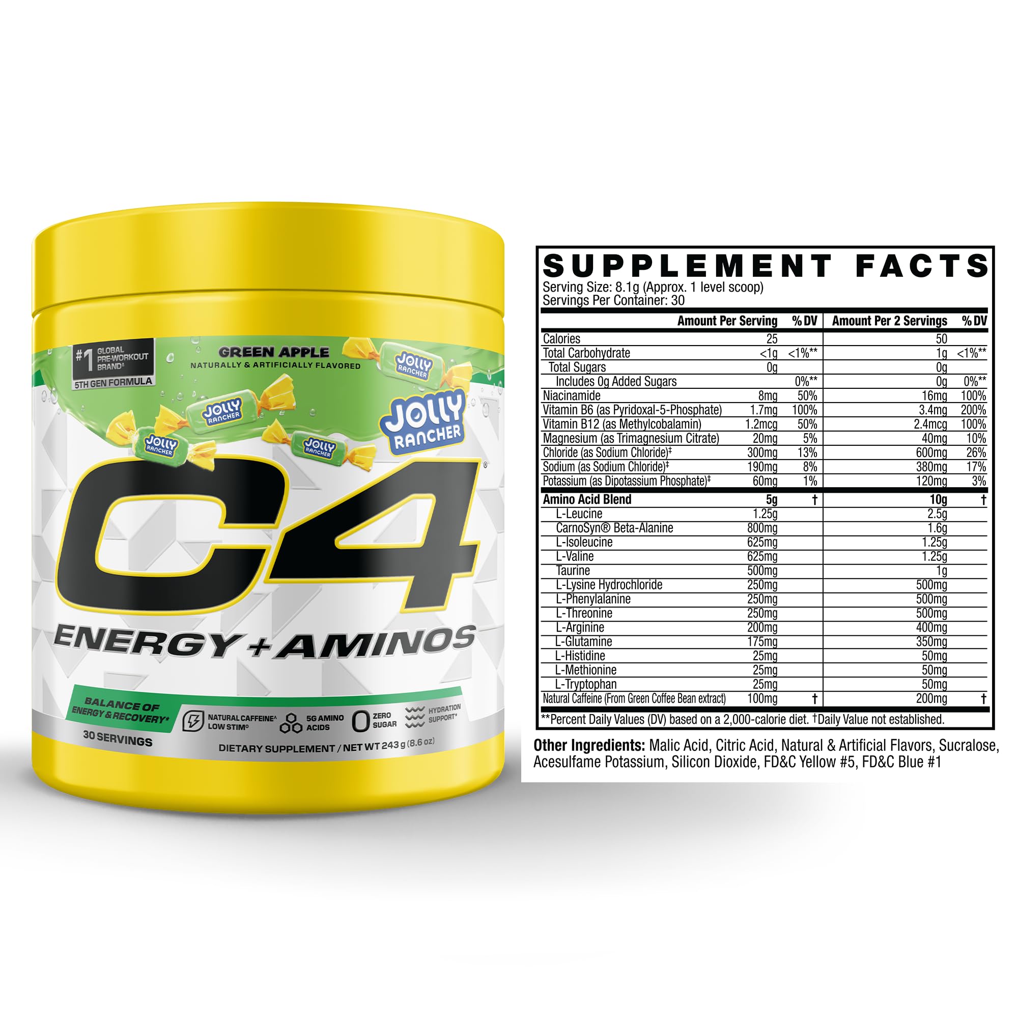 C4 Energy + Aminos 255g nutritional information and ingredients