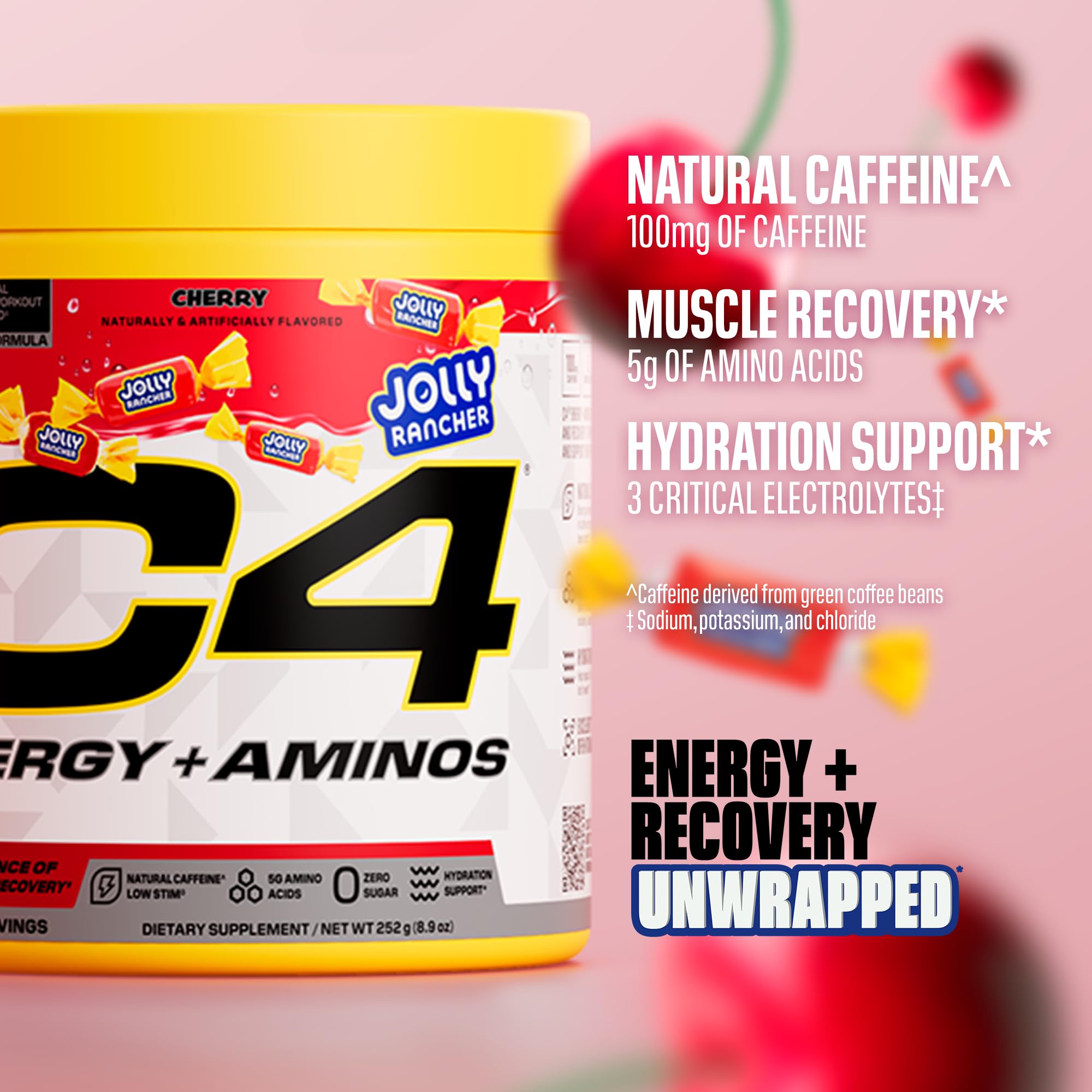 C4 Energy + Aminos 255g top view of the container