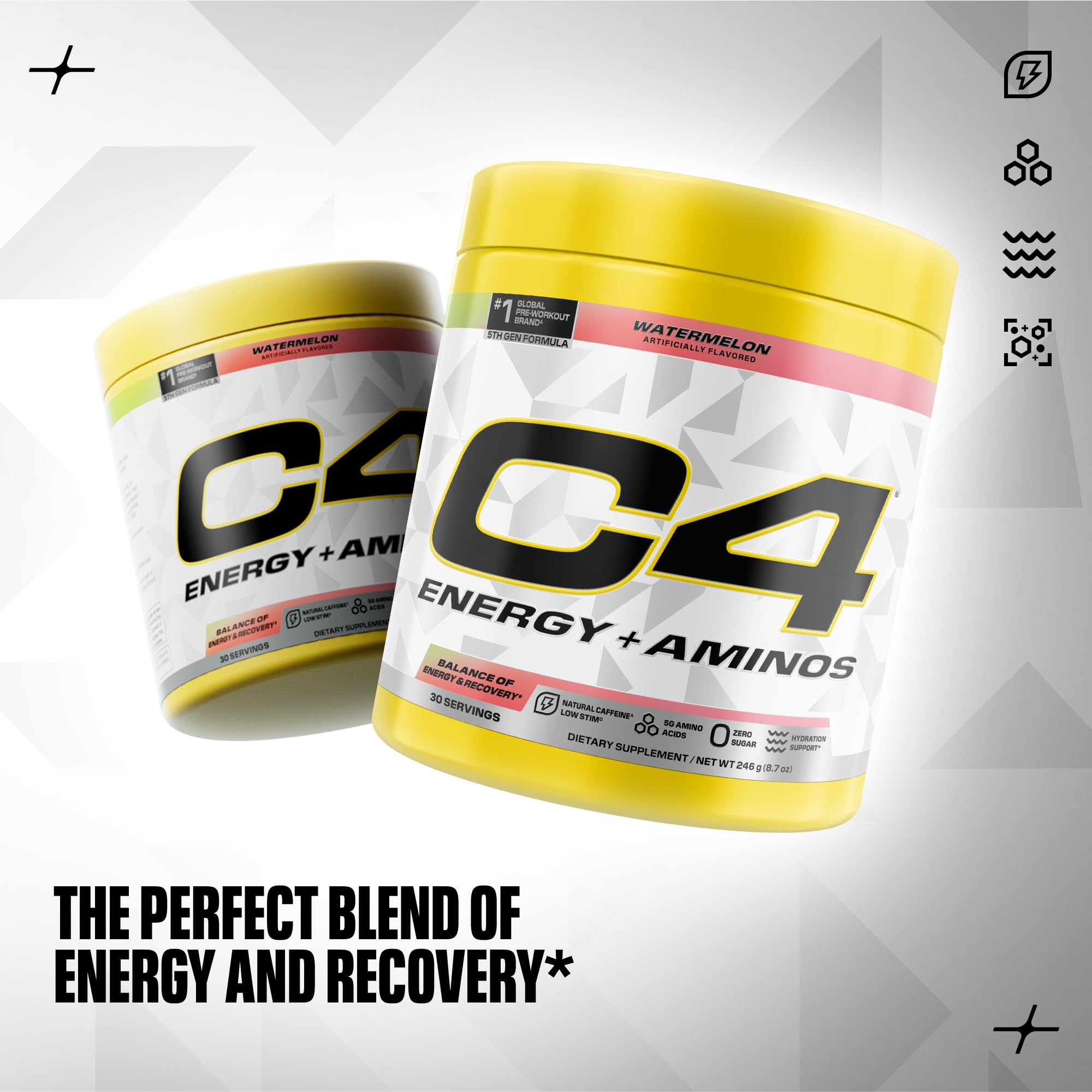 C4 Energy + Aminos 272g back view with ingredients list