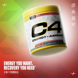 C4 Energy + Aminos 272g with water in a glass