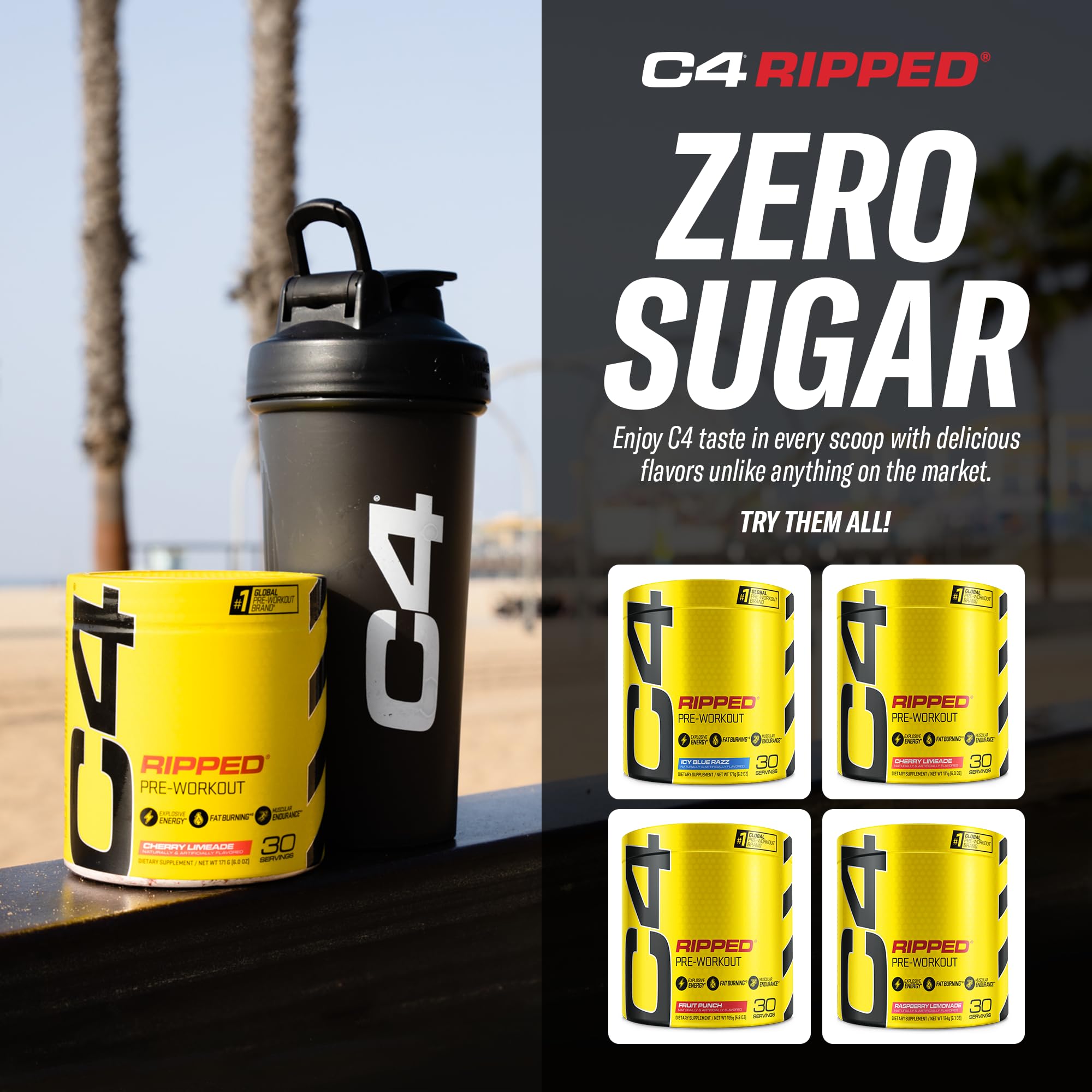 C4 Ripped Pre-Workout Powder 249g nutritional information