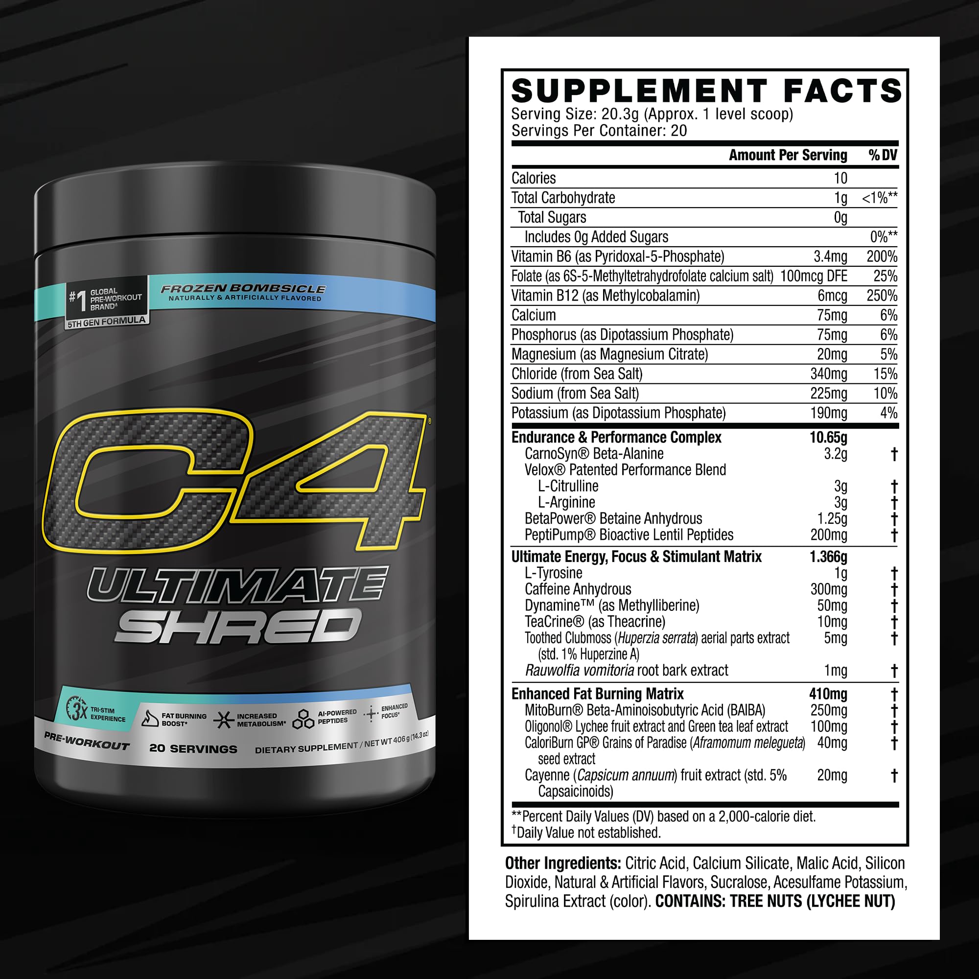 C4 Ultimate Shred 406g opened container with powder