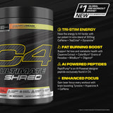 C4 Ultimate Shred Fat Burner 402g side view showing nutritional information