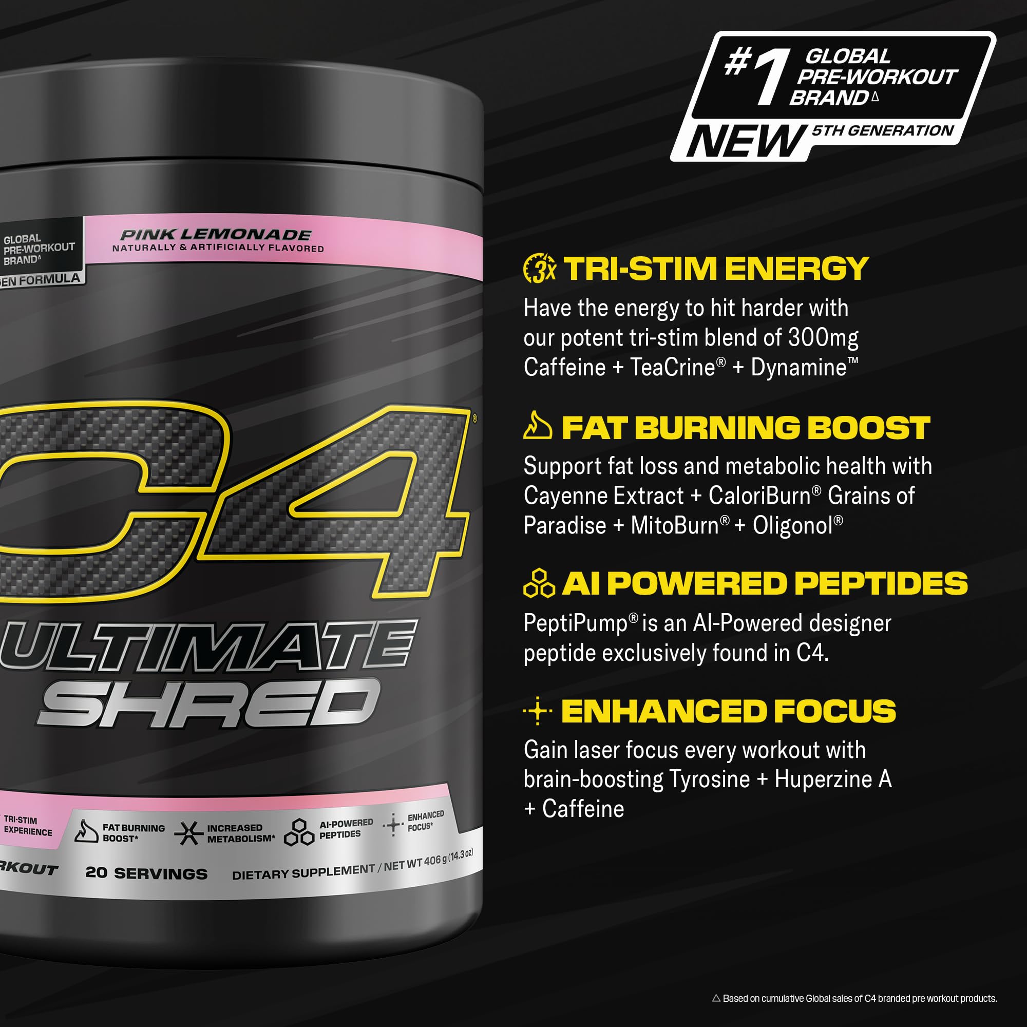 C4 Ultimate Shred Fat Burner 406g side view