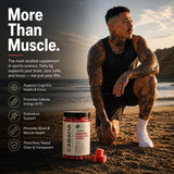 Cabana Nutrition Creatine Gummies with a scoop and fresh fruit
