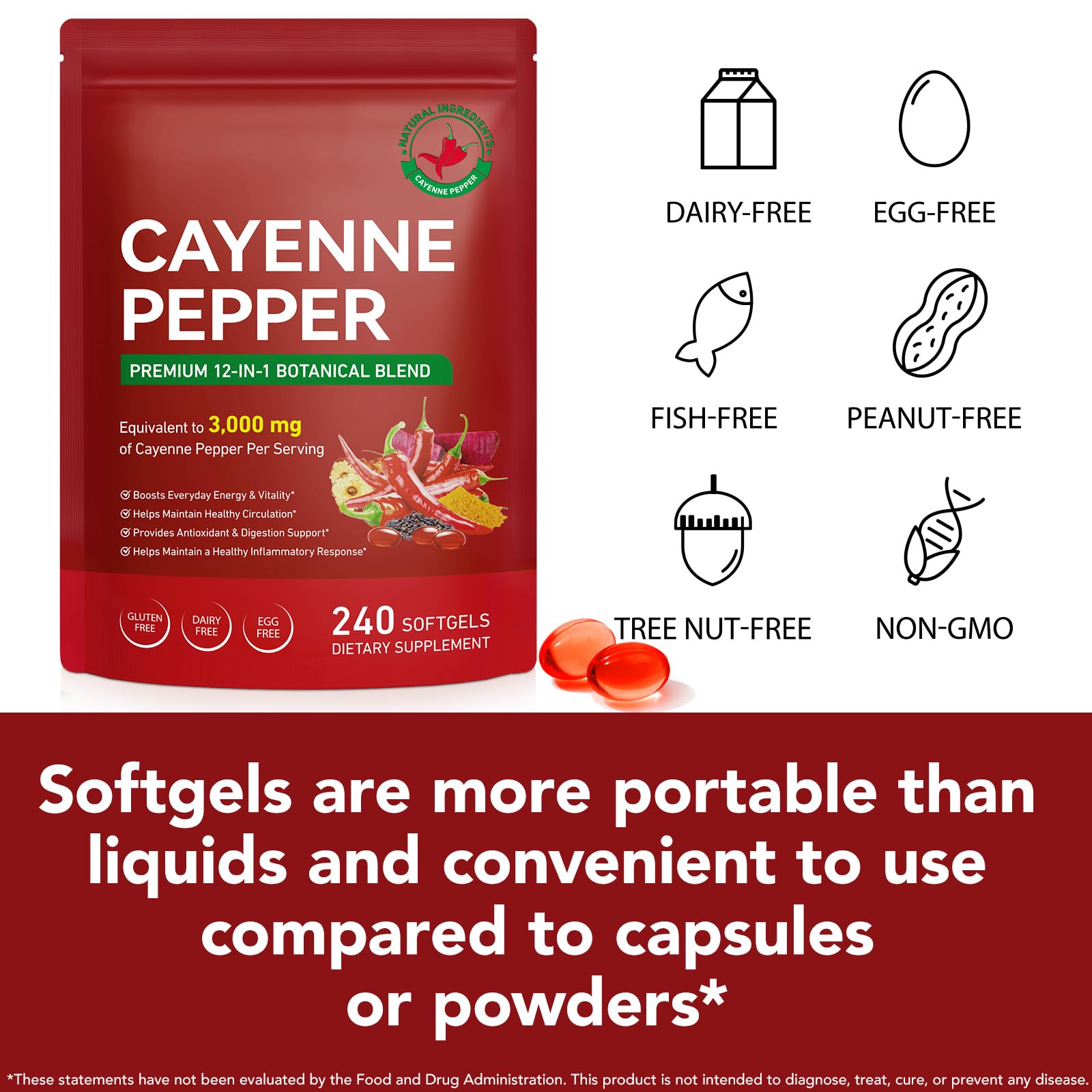 Cacukn Cayenne Pepper Supplement softgel capsule on a table