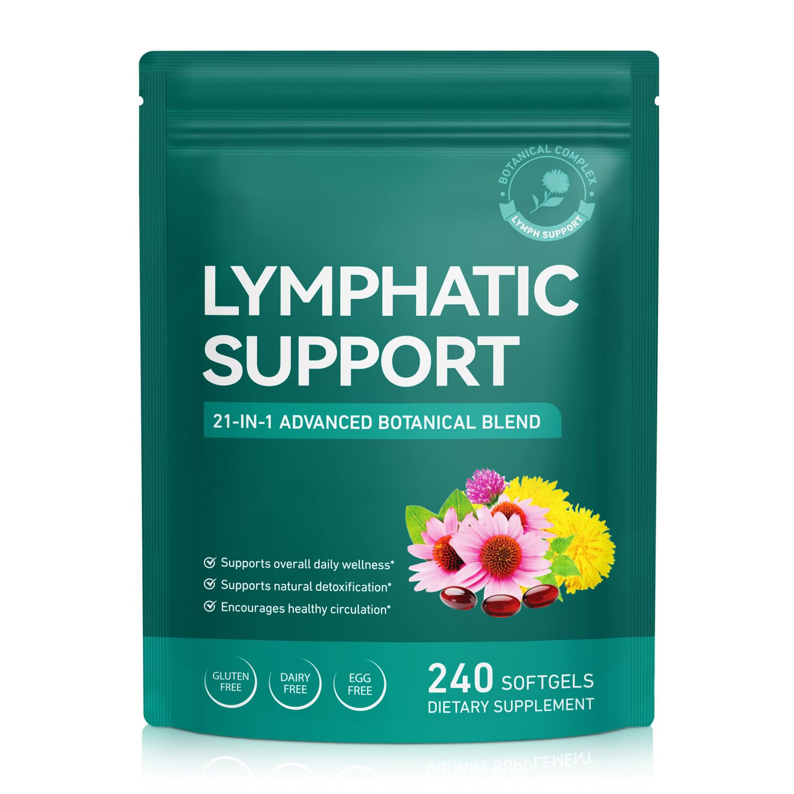 Cacukn Echinacea Lymphatic Support 240 Softgels front view