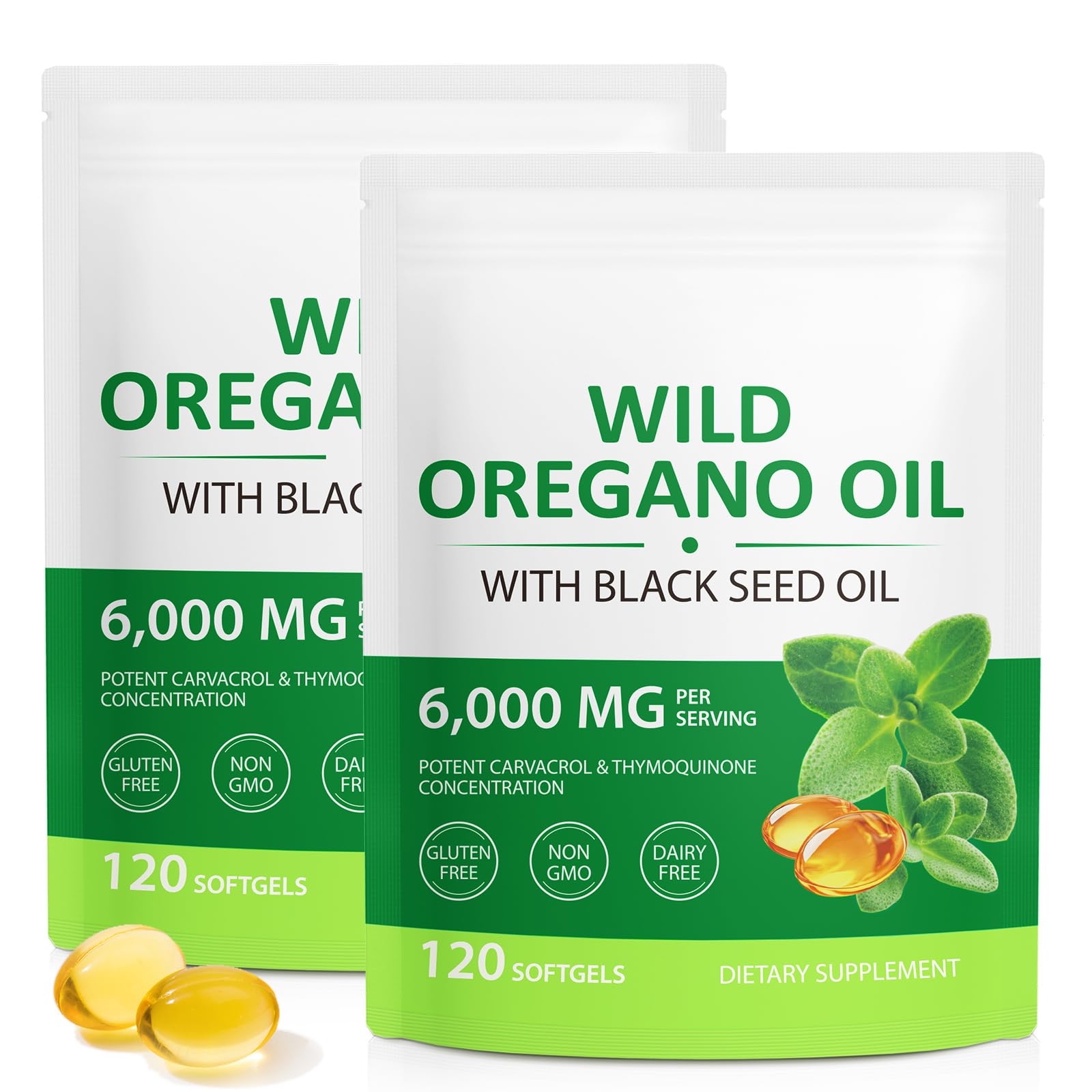 Cacukn Oil of Oregano Capsules with Black Seed Oil front view