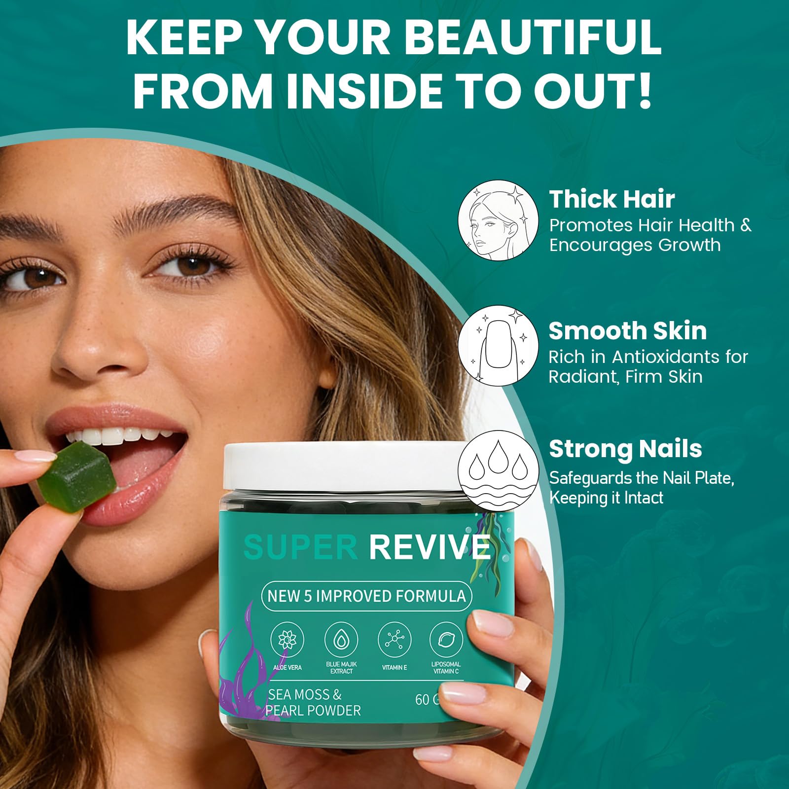 caicieter Hair Gummies opened bottle with gummies