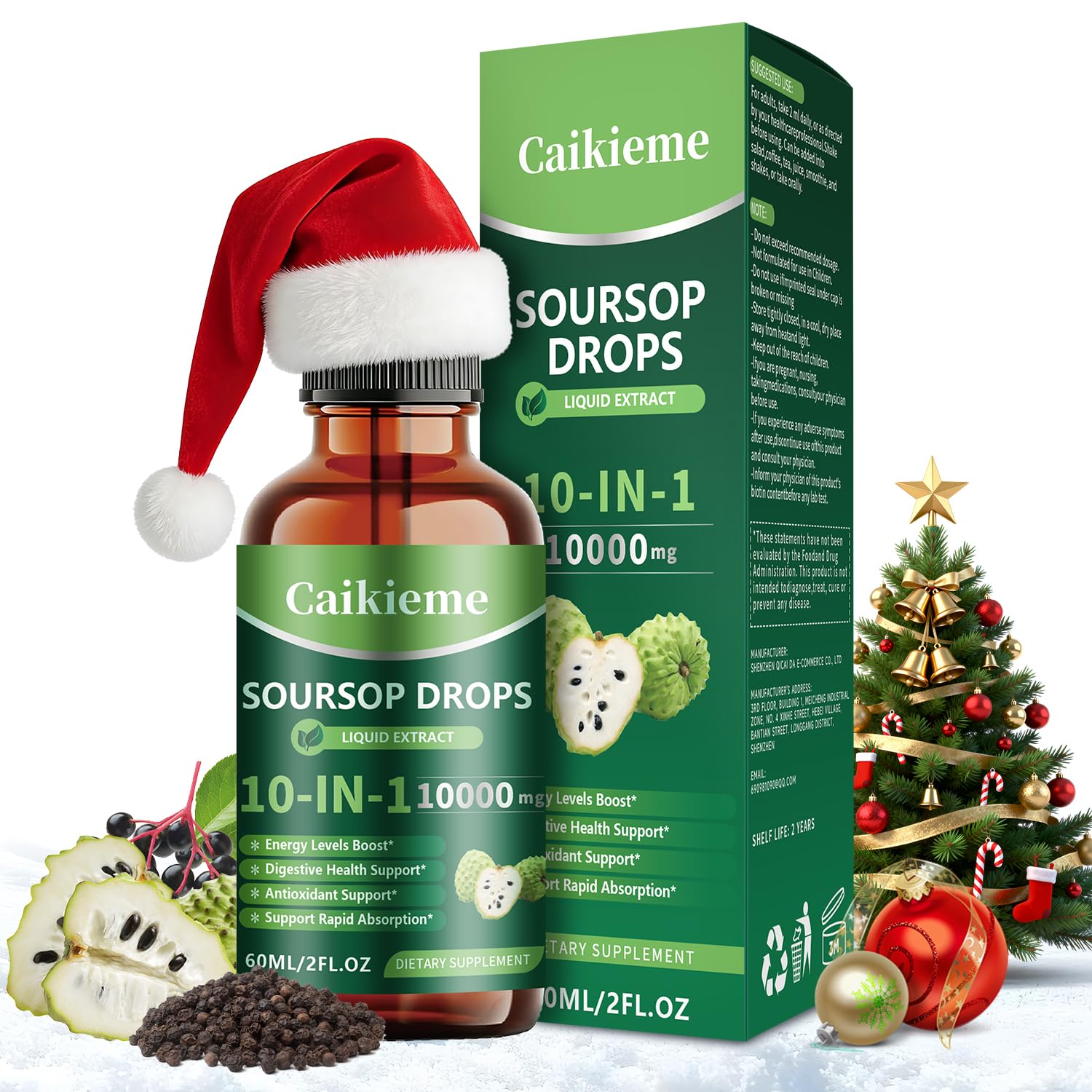 Caikieme 10-in-1 Soursop Liquid Drops bottle front view