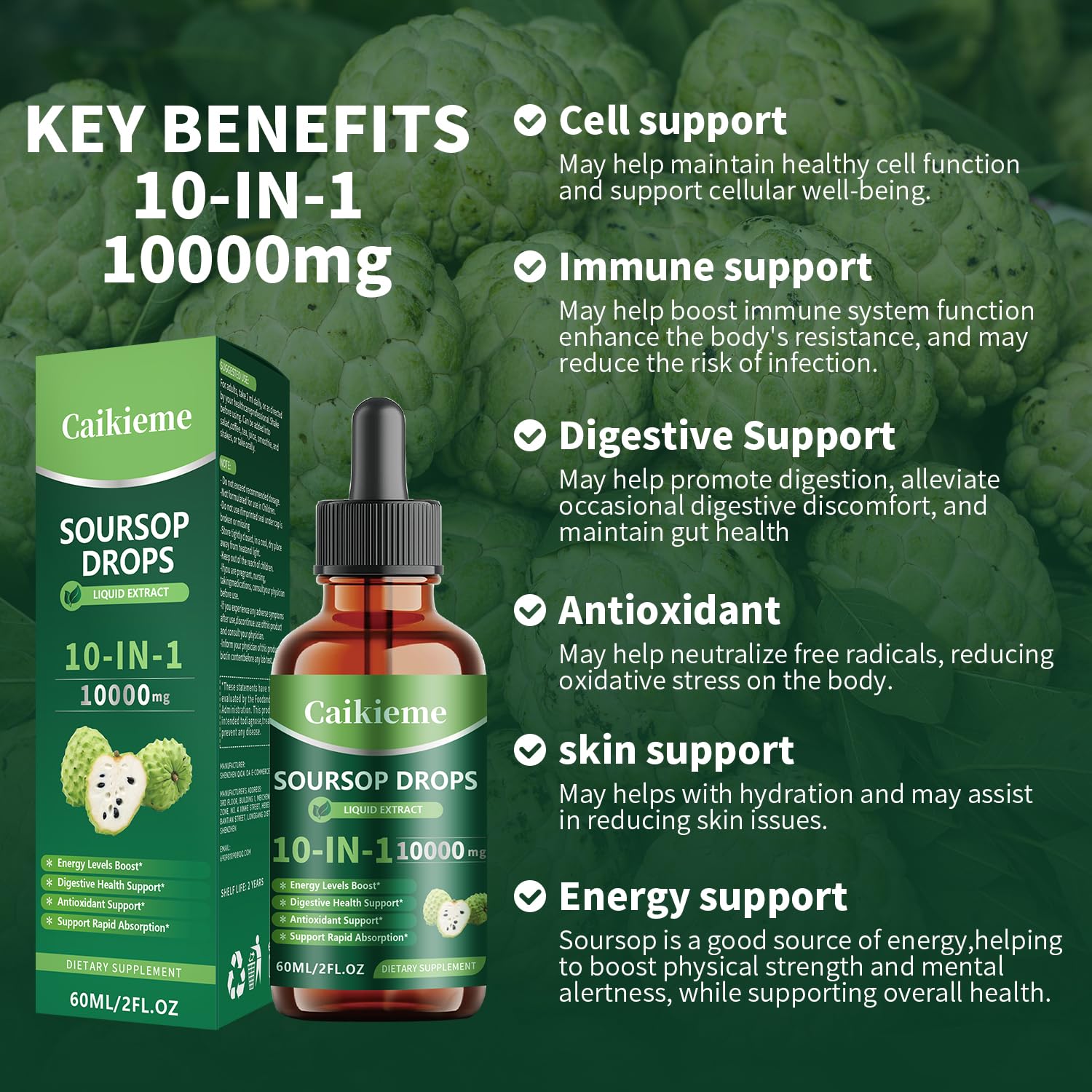 Caikieme 10-in-1 Soursop Liquid Drops in a lifestyle setting