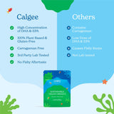 Calgee Omega-3 Algal Oil Softgels displayed on a wooden table